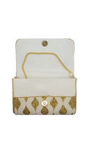 Gold Pearl Beaded Clutch Crossbody