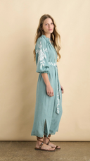 Puff Sleeve Green Maxi Dress