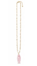 Lucky Pink Fish Cubic Zirconia Long Necklace