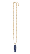 Lucky Navy Fish Cubic Zirconia Long Necklace