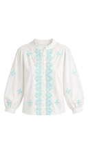 Silvia Turquoise Cotton Blouse