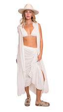 Canvas White Sleevless Beach Cover-Up