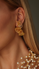 Garota Gold Fan Beaded Earrings