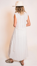 Canvas White Sleevless Beach Cover-Up