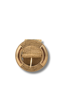 Mia Round Buckle Braided Belt-Beige