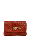 Apis Textured Leather Bee Clasp Bag- Red