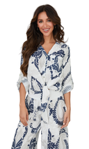 Jolie Tie Linen Button Down Blouse