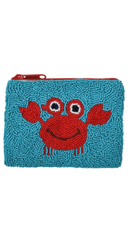 Happy Crab Beaded Coin Purse