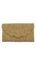 Golden Scallop Pearl Double-Sided Clutch Crossbody