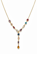 Multi-colored Gems Y Necklace
