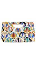 Half Moon Royal Palm  Beaded Clutch Crossbody