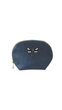 Navy Dragonfly Brooch Velvet Pouch