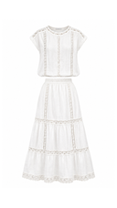 White Chiara Cropped Top + Skirt Set