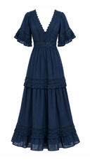 Sophie Navy Flutter Sleeve Maxi Dress