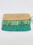 Coco Raffia Clutch with Fringe Trim